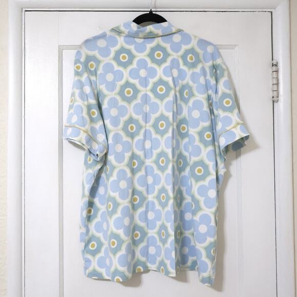 Bed Head PJs Blue Floral Button Front Pajama Top 2X Comfy Retro Mod - Picture 4 of 5